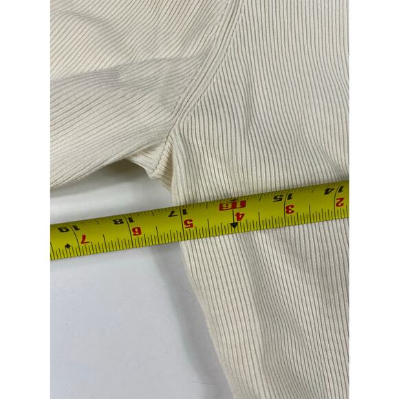 Ann Taylor Open Front Ribbed Cardigan Sweater Ivory size Large L - Picture 7 of 9